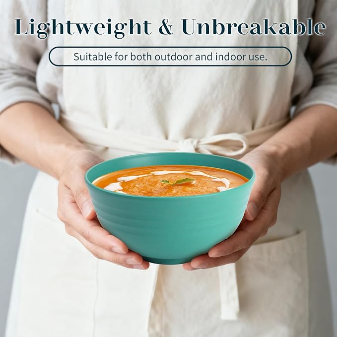 Kitchen Bowls 26 OZ, Unbreakable Cereal Bowls Set of 8, Microwave Safe Wheat - Image 5
