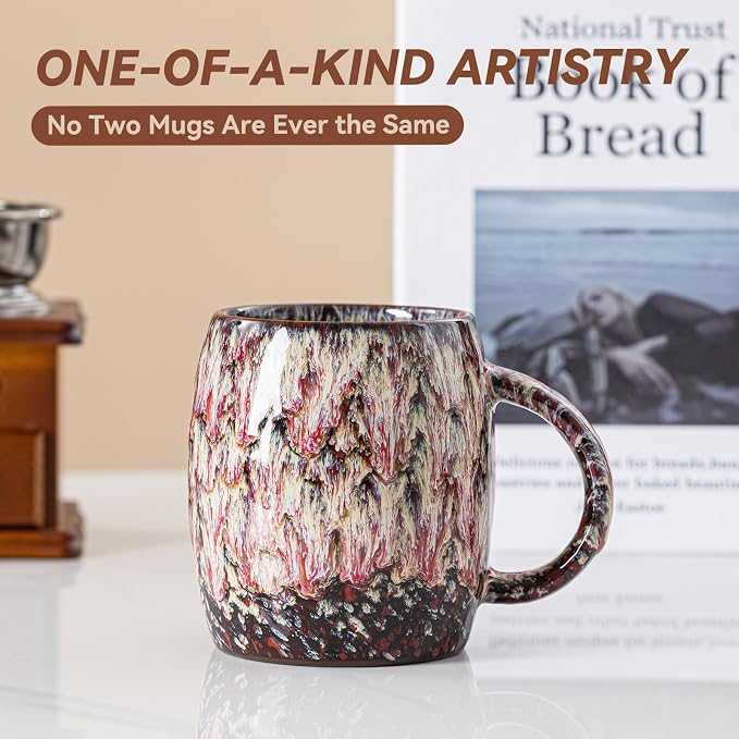 Unique Reactive Glaze Ceramic Coffee Mug - 14 oz Large Coffee Cup - Image 3