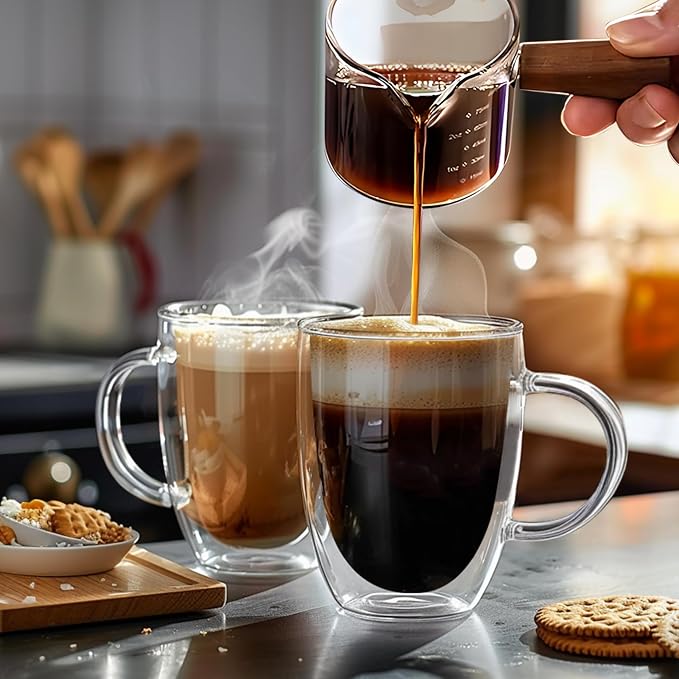 12 Ounces Set of 2 Double Walled Glass Coffee Mugs - Image 6