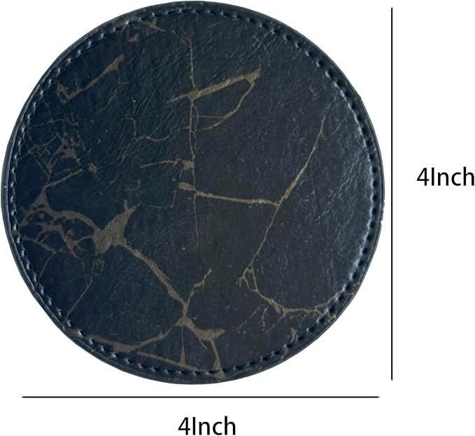 Set of 6 Leather Coasters, Round Coasters - Image 5