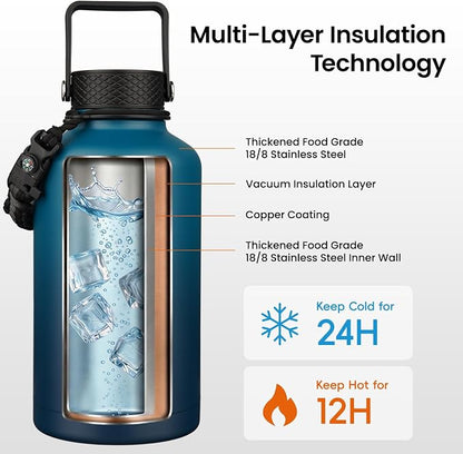 Konokyo 64 oz Insulated Stainless Steel Water Bottle Jug - Image 3