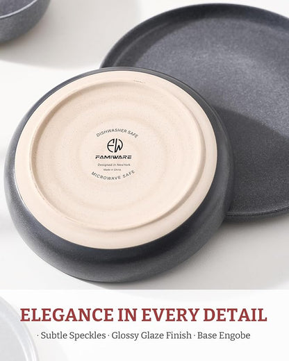 famiware Milkyway 33 oz Pasta Bowls Set of 6, Matte Dark Charcoal | Double - Image 5