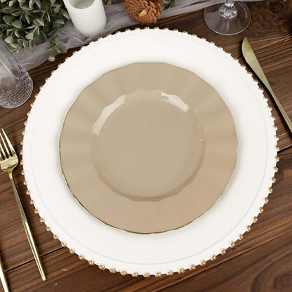 Efavormart 9" Salad Plates – Set of 10 Plastic Taupe Round Disposable Plates - Image 9