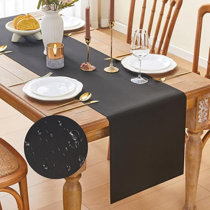 YATOJUZI Black Table Runner Seasonal Summer Autumn Kitchen Dining Coffee Table by YATOJUZI