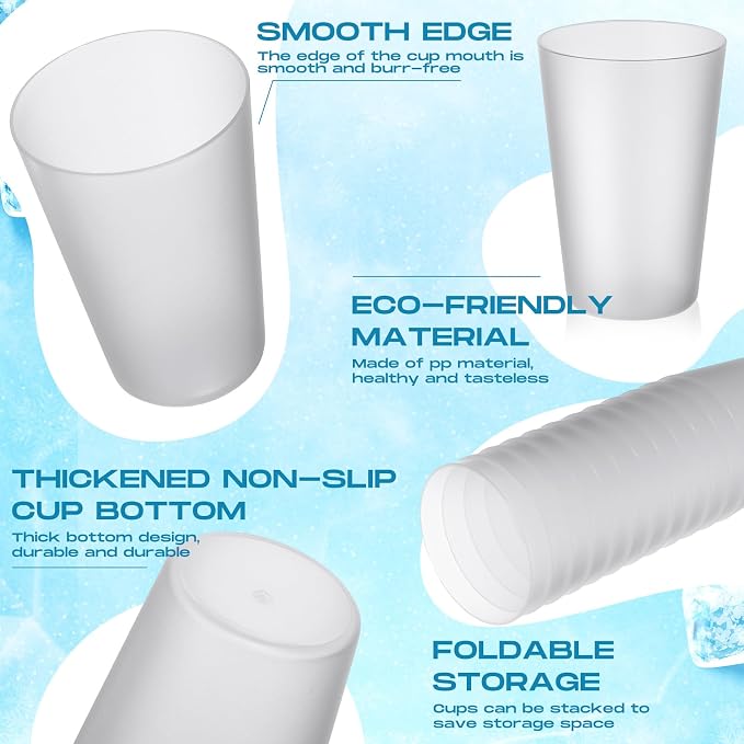 Potchen 54 Pieces Kids Plastic Cups 8.5 oz Reusable Drinking Cups Stackable - Image 3