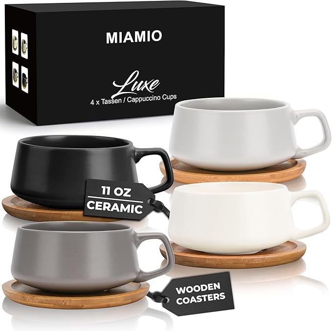 MIAMIO - Cappuccino Cup Set of 4, Ceramic - Luxe | Ceramic cappuccino cups and by MIAMIO