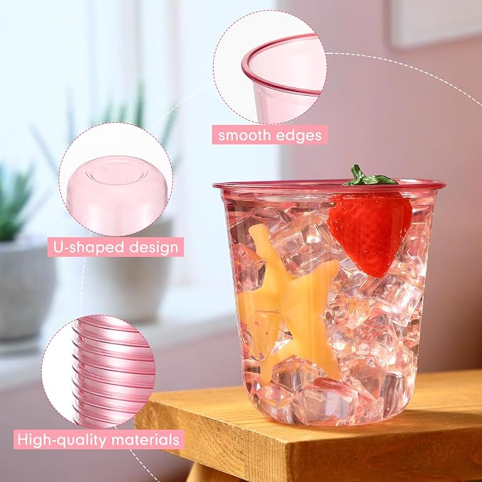 Ziliny 200 Pcs Disposable Stemless Glasses 12oz Crystal Plastic Wine Glasses - Image 4