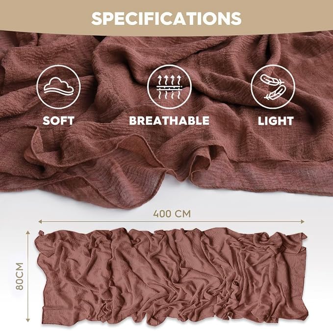 Artoid Mode Boho Cheesecloth Gauze Dusty Rose Wedding Table Runner, 160 Inch - Image 7