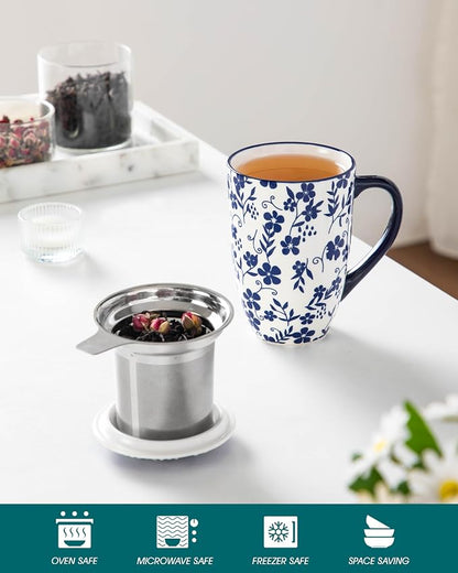 vancasso SELENE Porcelain Tea Mug, 18 oz Porcelain Tea Cup - Image 3