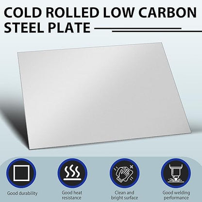 4 Pcs 16 Gauge Mild Metal Steel Sheet Plate Weldable Carbon Cold Panels Square Rolled for Outside Industrial DIY Weld Accessories, Easy Formability Smooth Surface (16 x 12 Inch)