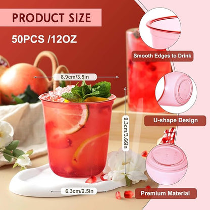 KesaPlan 100Pcs 12oz Red Plastic Party Cups, Disposable Wine Cocktail Cups | - Image 3