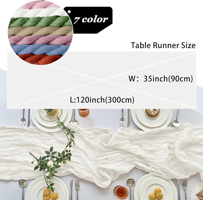 IVAPUPU Ivory Table Runner 120 Inches - Image 5