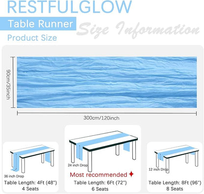 6 Pack Baby Blue Cheesecloth Table Runner 35 x 120 Inch | Boho Gauze Fabric - Image 2