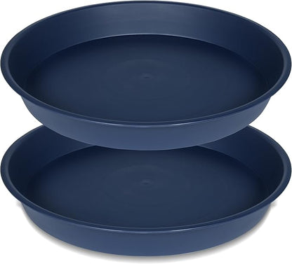 2 Pack of 8 inch Plant Saucer Clear, Heavy Duty Plastic Plant Water Tray 8 inch by Bleuhome