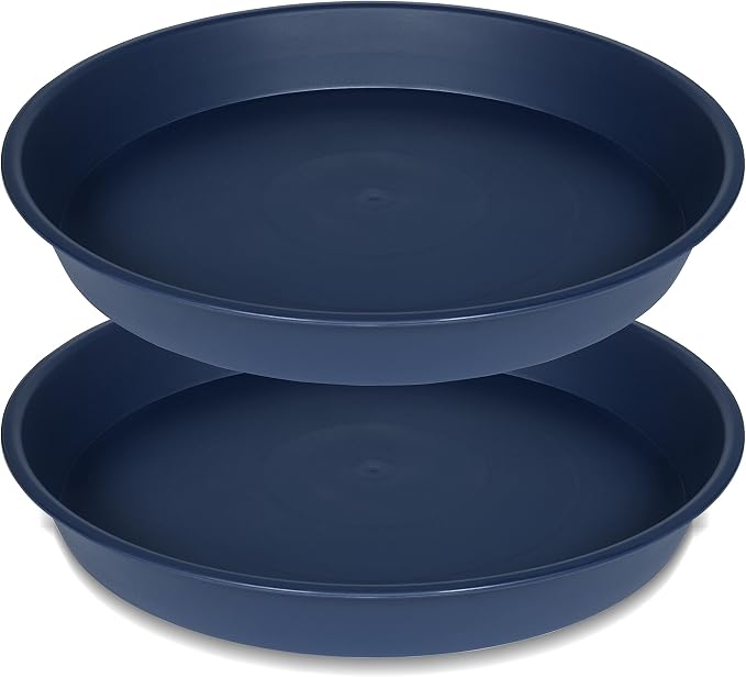 2 Pack of 18 19 inch Plant Saucer Drip Tray, Heavy Duty Deep Plant Saucers by Bleuhome