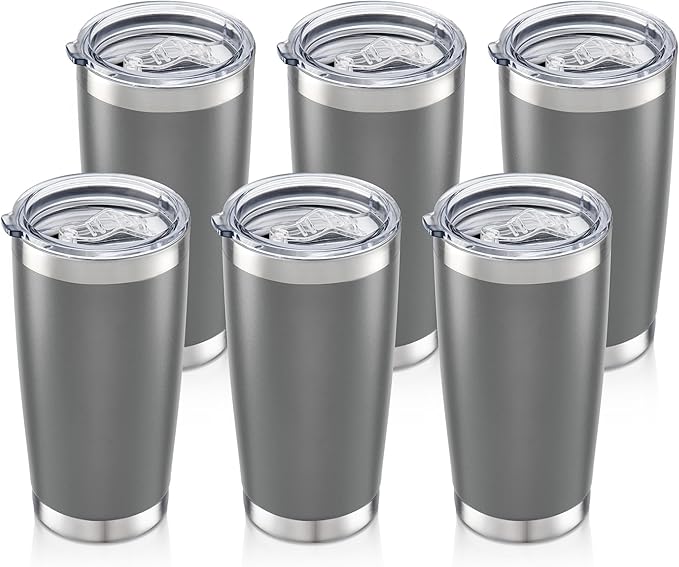 20oz Tumbler Bulk with Lid Stainless Steel Tumblers, 6 Pack | Leak Proof Lid by Unknown