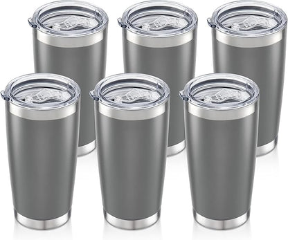 20oz Tumbler Bulk with Lid Stainless Steel Tumblers, 6 Pack | Leak Proof Lid by Unknown