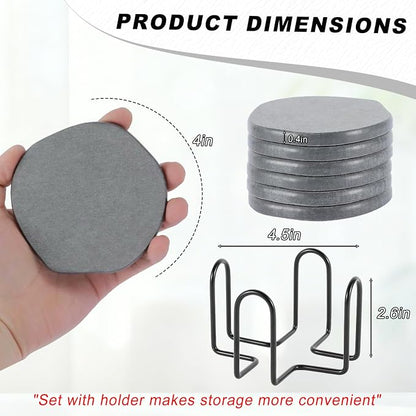 Azhou 6Pcs Absorbent Diatomaceous Earth Coasters Set - Image 4