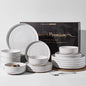 Stoneware Dinnerware Sets for 6, Coupe Plates & Bowls, Chip & Scratch Resistant by FamiwarePremium