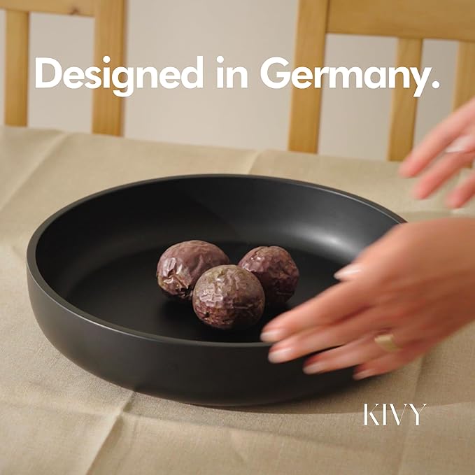 KIVY Concrete Fruit Bowl for Kitchen Counter - Large Decorative Bowl for Home Decor - Modern Key Bowl for Entryway Table - Concrete Bowl - Decorative Bowls for Home Decor - Black Fruit Bowl Decor