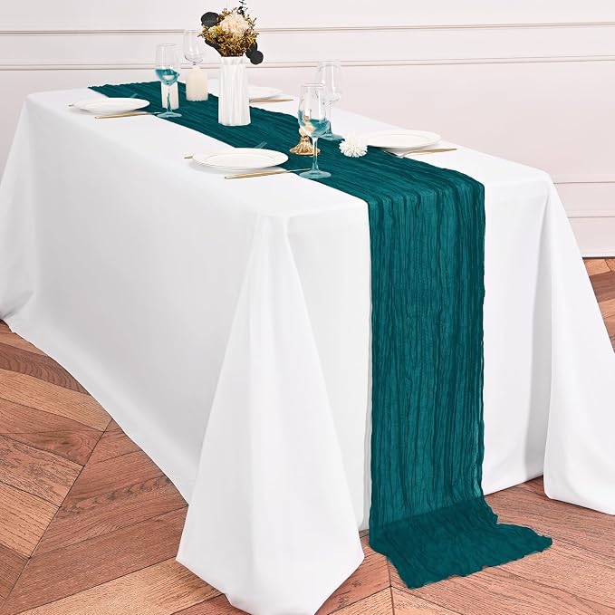 8 Pack Teal Table Runner 17 x 108inch Cheesecloth Table Runner Boho Gauze Table - Image 6