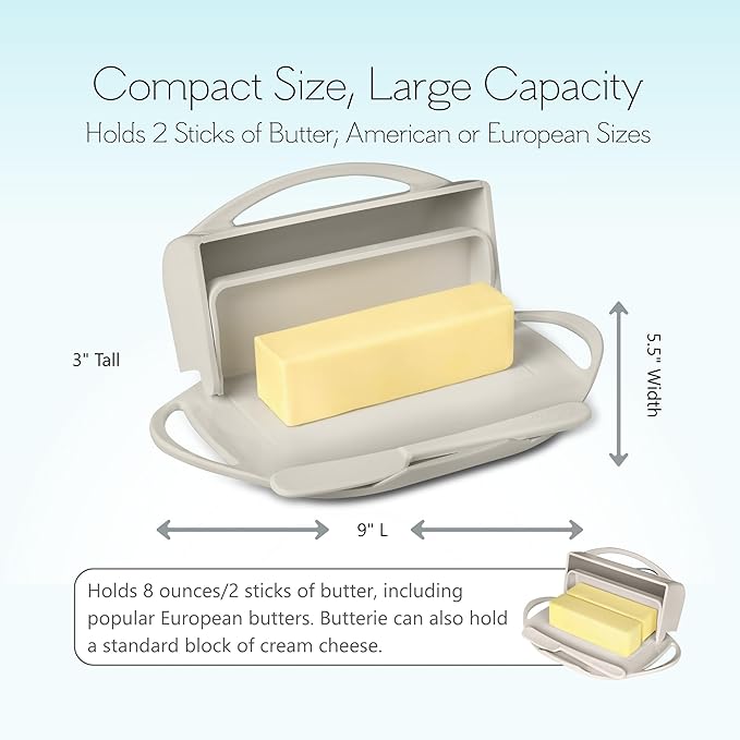 Flip Top Butter Dish with Attached Lid & Matching Knife - Image 4