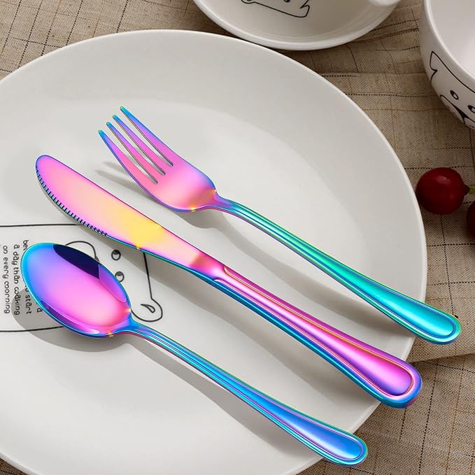LIANYU 15-Piece Rainbow Kids Silverware Set, Toddler Utensil Flatware Set | - Image 2