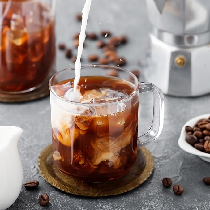 Glass Coffee Mugs, 14 oz iced coffee cups, Glass Mugs - Image 4