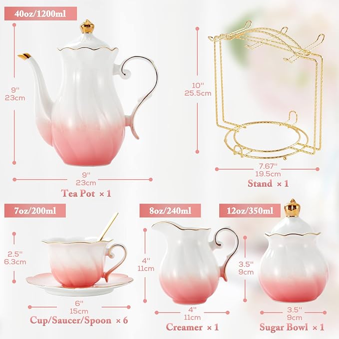 DUJUST 22 pcs Porcelain Tea Set - Image 5