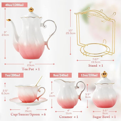 DUJUST 22 pcs Porcelain Tea Set - Image 5