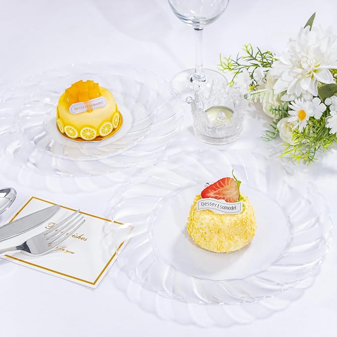 U-QE 100 Pieces Clear Plastic Plates - Image 8