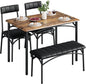 Dining Table Set for 4, Rectangular Kitchen Table and Chairs Set of 4 for Small Spaces, Modern Dining Room Table Set with Upholstered Bench and 2 Chairs, Space Saving Dining Furniture for Apartments