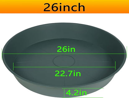 3 Pack of 25 26 inch Plant Saucer, 4.2" Depth, Large Deep Plastic Flower - Image 2