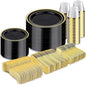 BESTVIP 600PCS Black Gold Dinnerware Set for 100 Guests, Plastic Plates for Halloween Party and Christmas, 100 Disposable Plates, 100 Dessert Plates, 100 Cups, 100 Spoons, 100 Forks and 100 Knives
