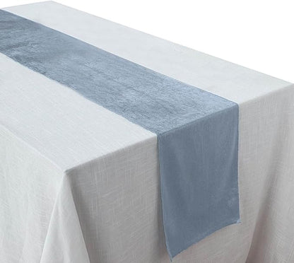 Balsa Circle 10 pcs 12x108-Inch Dusty Blue Premium Velvet Table Runners by BalsaCircle