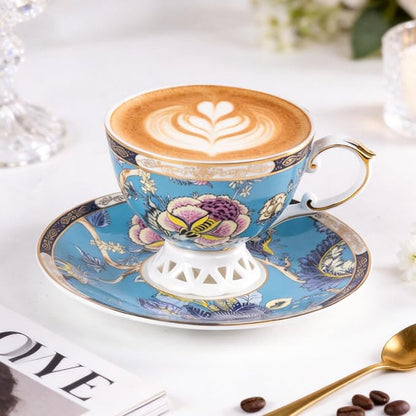 KAMMAK Tea Cups and Saucers Set of 2, Fine Bone China Coffee Cups, GHO03 | - Image 4