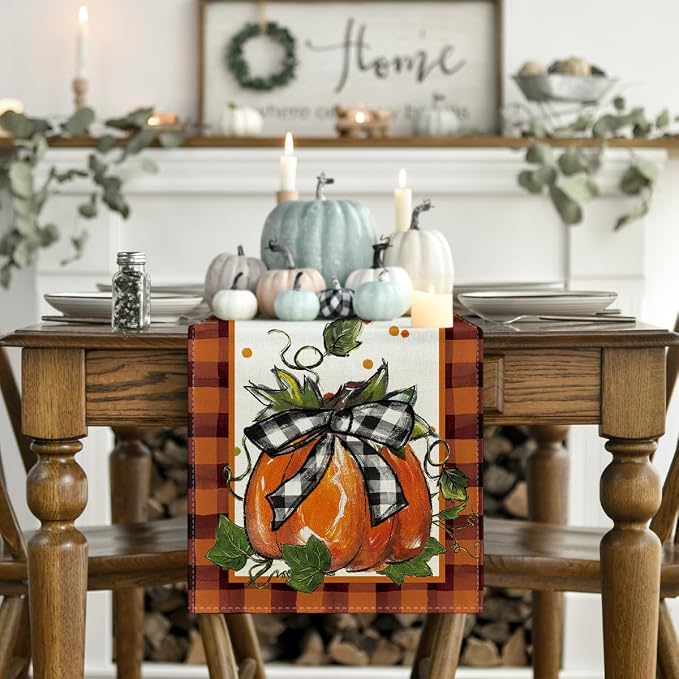 Artoid Mode 210 GSM Fall Table Runner 13x72 Inch Home Party Decor | Orange - Image 2