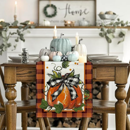 Artoid Mode 210 GSM Fall Table Runner 13x72 Inch Home Party Decor | Orange - Image 2
