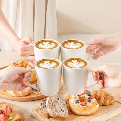 vancasso White Ceramic Coffee Mug Set of 6, 12 Oz Tea Cups - Image 7
