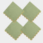 100 pack Sage Green Cocktail Napkins with Gold Foil Accents Scalloped Edges 5 x 5 inch Beverage Disposable Napkin Party Decoration Wedding Bridal and Baby Shower Dinner Lunch Supplies