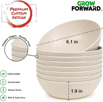 Grow Forward Premium Wheat Straw Bowls - 20oz Microwave Safe Plastic Cereal - Image 3