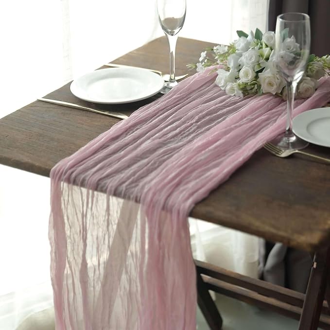 Efavormart 10ft Pink Gauze Table Runner - Image 5