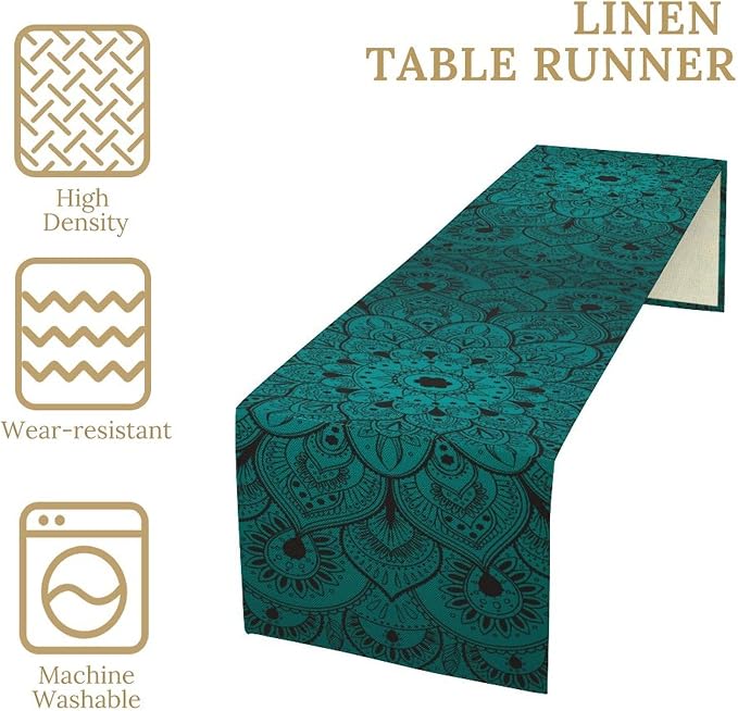 Boho Mandala Table Runners for Dinning Room, Bohemian Mandala Flower, Cotton - Image 5