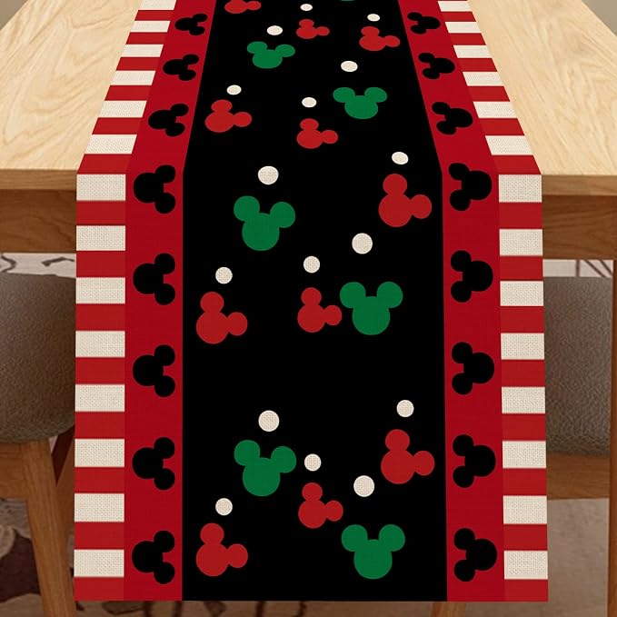Seliem Red Black Table Runner, Funny Christmas Cute Polka Dot Home Kitchen | by Seliem