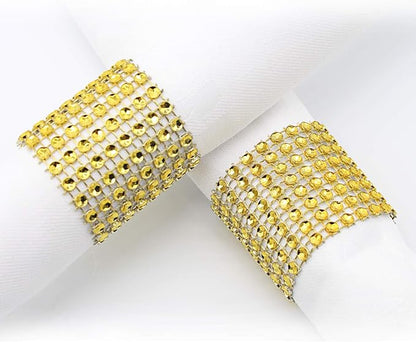 KPOSIYA Napkin Rings, Pack of 120 Rhinestone Napkin Rings Diamond Adornment for Place Settings, Wedding Receptions, Dinner or Holiday Parties, Family Gatherings (120, Gold)