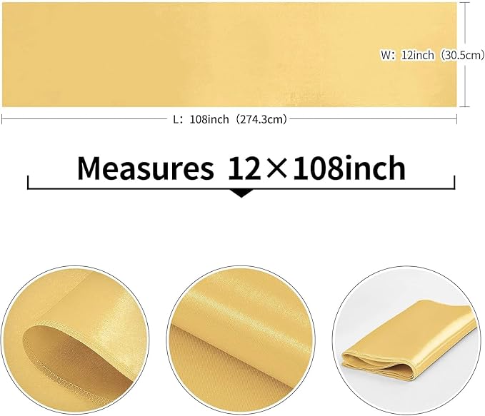 15-Pack Light Gold Satin Table Runner 12 x 108 Inch Long Fuchsia Bright and - Image 3