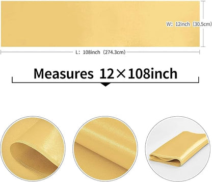 15-Pack Light Gold Satin Table Runner 12 x 108 Inch Long Fuchsia Bright and - Image 3
