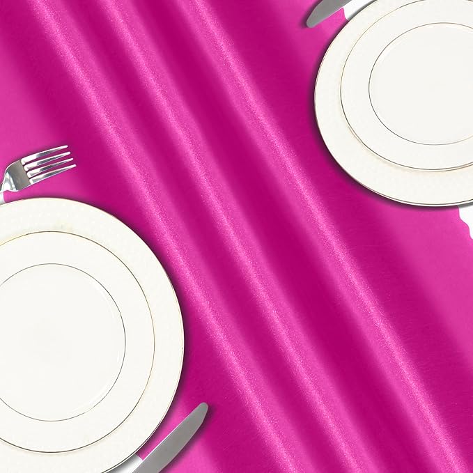 VACVELT Hot Pink Satin Table Runners, 12x72 Inch, 12 Pack, Scalloped Edge | - Image 5