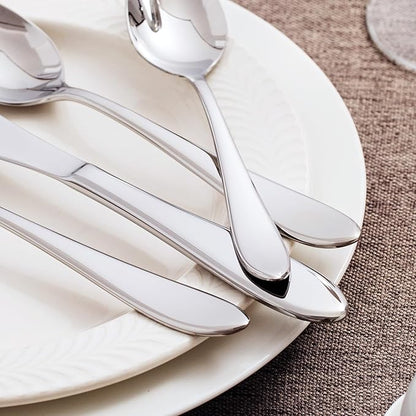 KINGSTONE 60-Piece Silverware Set for 12,18/10 Premium Stainless Steel Flatware Set, for Home, Restaurant, Wedding and Party Use, Mirror-Polished Cutlery Set, Dishwasher Safe