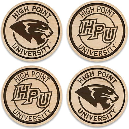 LazerEdge High Point Panthers Wooden Coaster Set - Maple Wood - Officially Licensed Product - 4-Pack